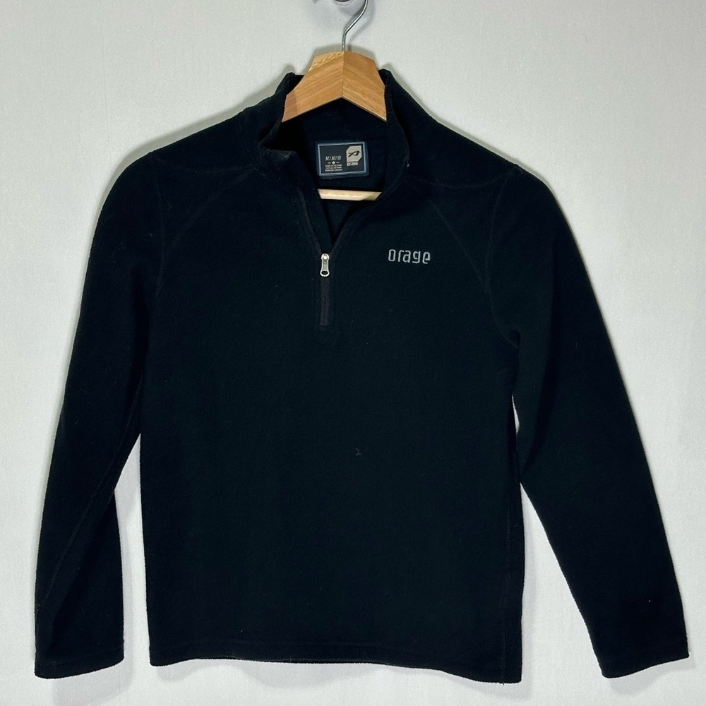 Orage Kids Black Fleece‎ Quarter Zip Pullover Mid Layer Sweater Size M 10